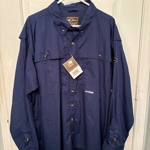 Mens Long Sleeve Navy Blue Drake Button Down Shirt - sz XXL - Brand New With Tag